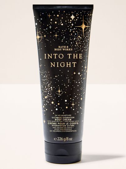 Loțiune de corp Bath & Body Works Into the Night în tub negru‑auriu, 226 g.