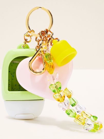 Breloc pentru gel de curățare, cu mărgele decorative și carabină