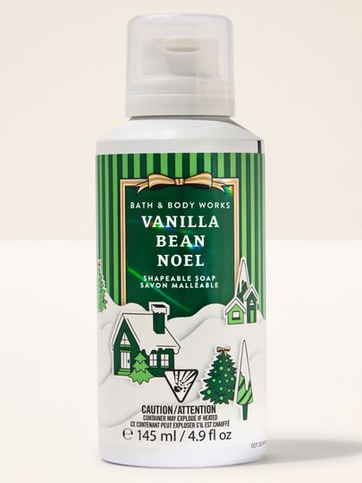 Săpun modelabil Vanilla Bean Noel Bath & Body Works cu motiv de căsuțe și brazi acoperiți de zăpadă