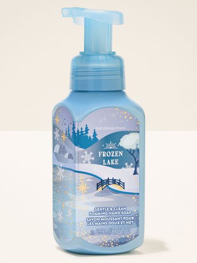 Săpun spumă Frozen Lake Bath & Body Works cu peisaj de iarnă, pod și fulgi de zăpadă