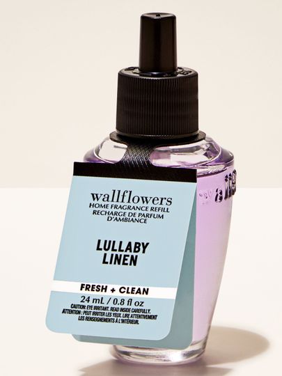 Bath & Body Works Lullaby Linen – rezervă Wallflowers cu parfum fresh în sticluță elegantă