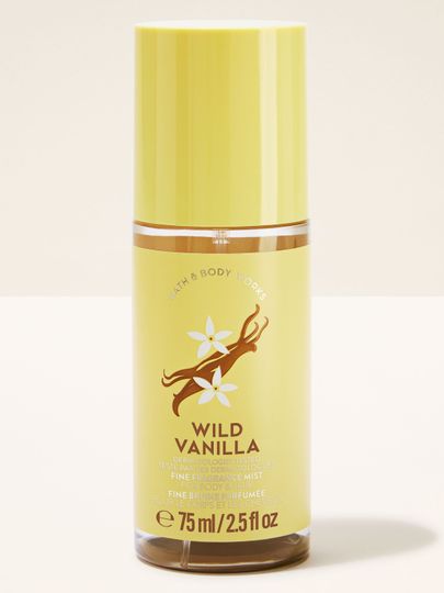Ceață parfumată pentru corp și păr Wild Vanilla într‑o sticlă galbenă