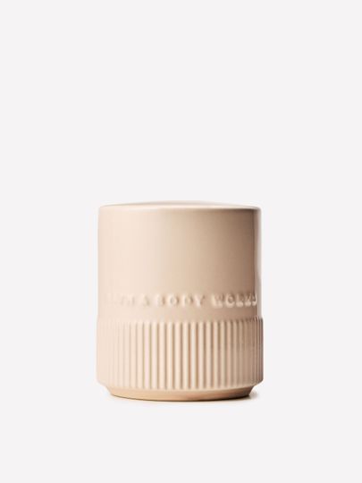 Recipient ceramic pentru bețișoare parfumate Bath & Body Works cu suprafață canelată