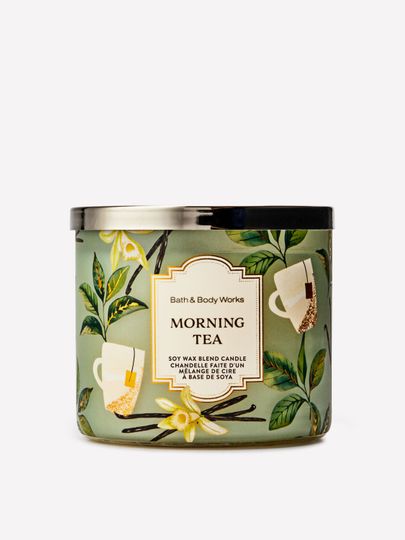 Lumânare parfumată Bath & Body Works Morning Tea din amestec de ceară de soia, 3 fitiluri
