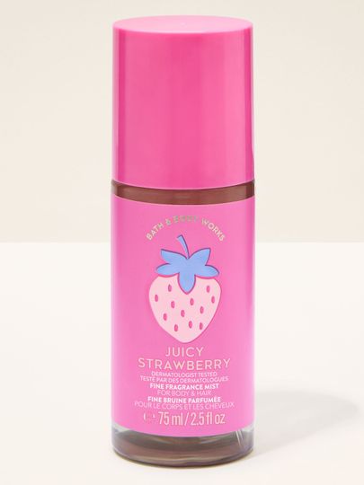 Ceață parfumată pentru corp și păr Juicy Strawberry într‑o sticlă roz