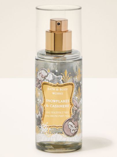 Mist parfumat pentru corp Snowflakes & Cashmere Bath & Body Works cu motiv de cașmir și fulgi de zăpadă